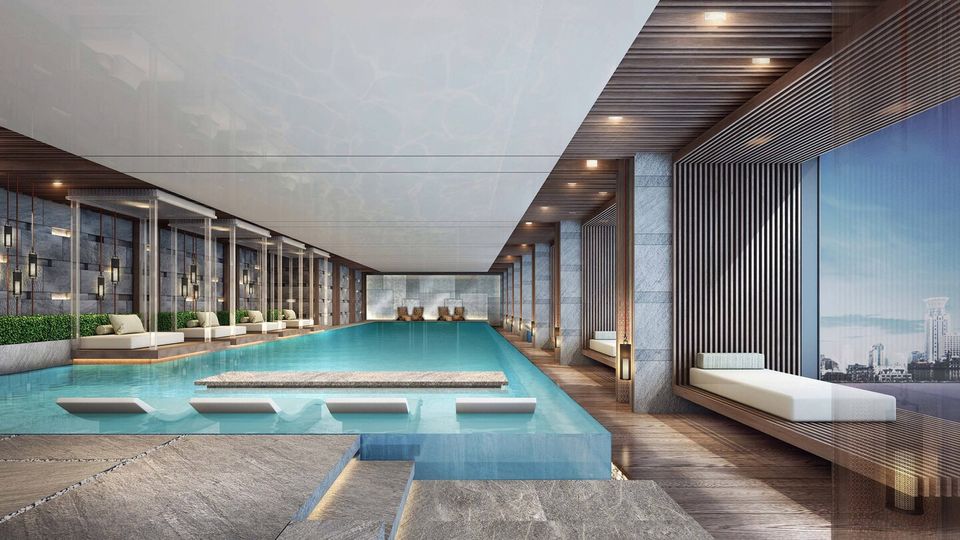 Indoor heated infinity pool, JW Marriott Marquis Shanghai Pudong